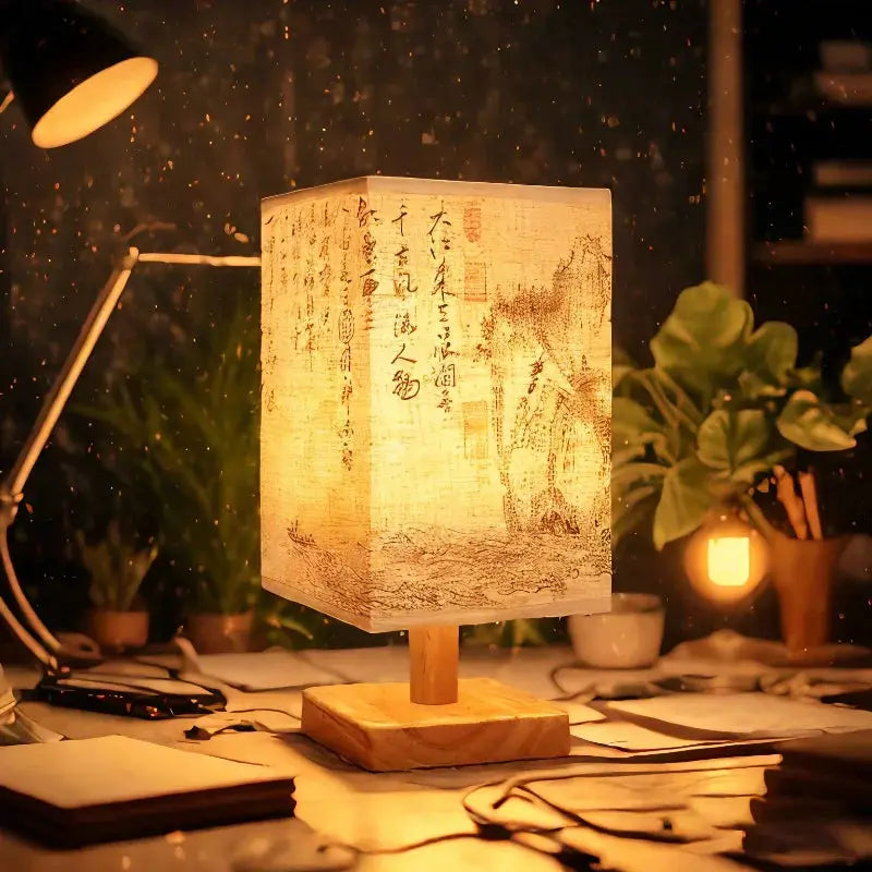 LumaNest LED Table Lamp With Fabric Lampshade Dimmable Night Light For Bedroom And Desk