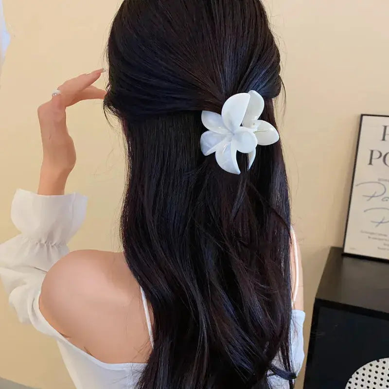 Korean Hawaiian Flower Crab Hair Clips For Girls Lightweight Durable Beach Accessories Trendy Beachwear