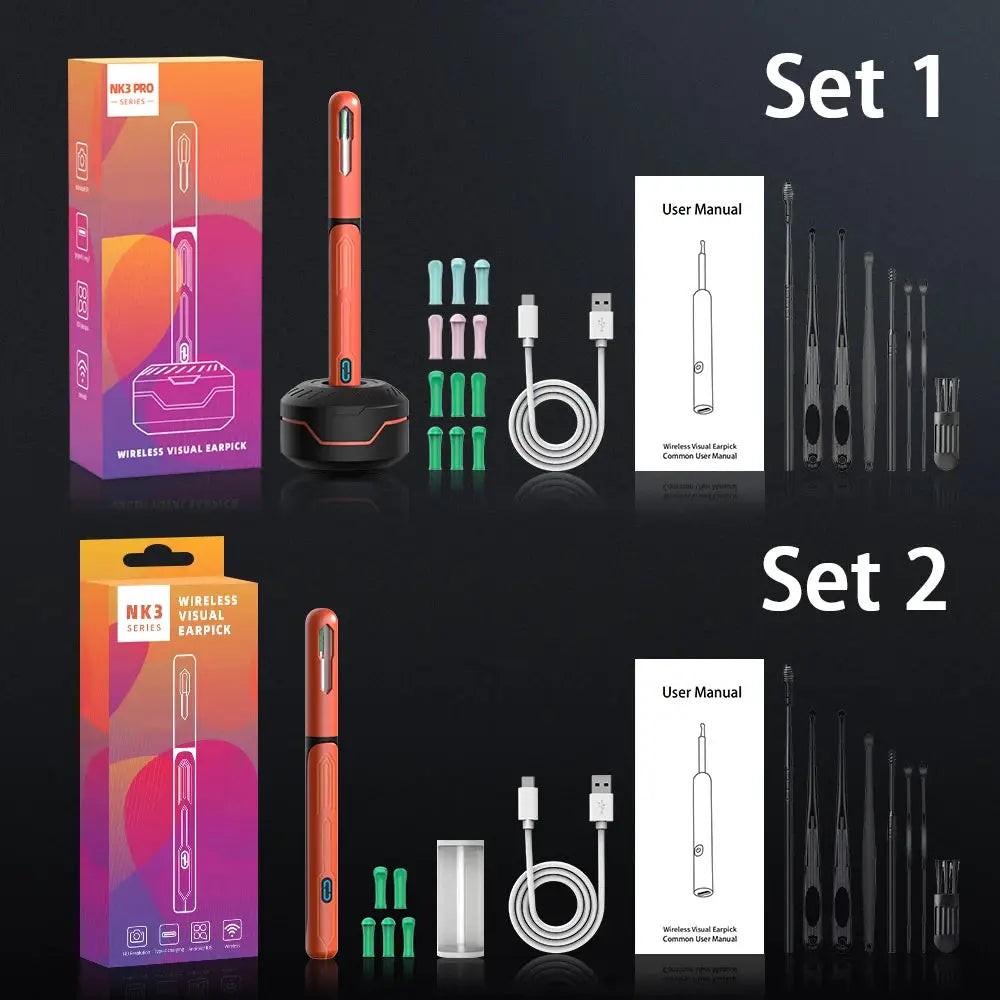 NK3 Pro Ear Cleaner With Camera Set 1296P HD Camera 360 Degree Wide Angle Lens For Precise Wax Removal
