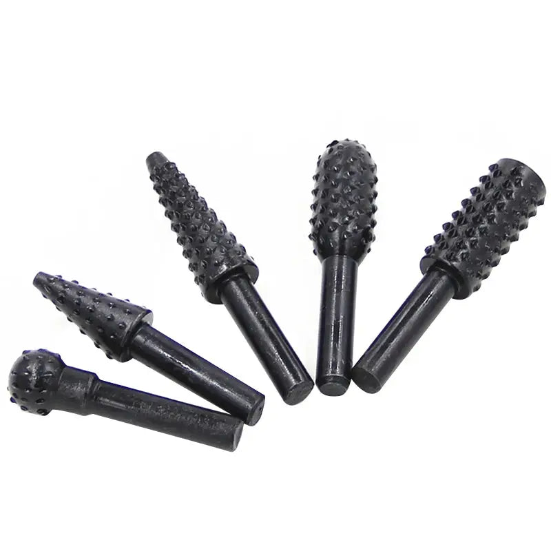 5 Piece Black Woodworking Wolf Tooth Stick Rotary File Set For Electric Grinding Tools