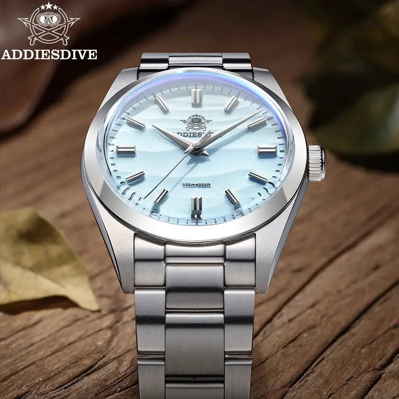 Addiesdive AD2030 Quartz Watch 36mm Stainless Steel Dive Wristwatch With Bubble Glass 10 Bar Water Resistance