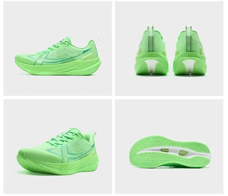 Xtep 2000km 5.0 men's running shoes in neon lime green with cushioned sole