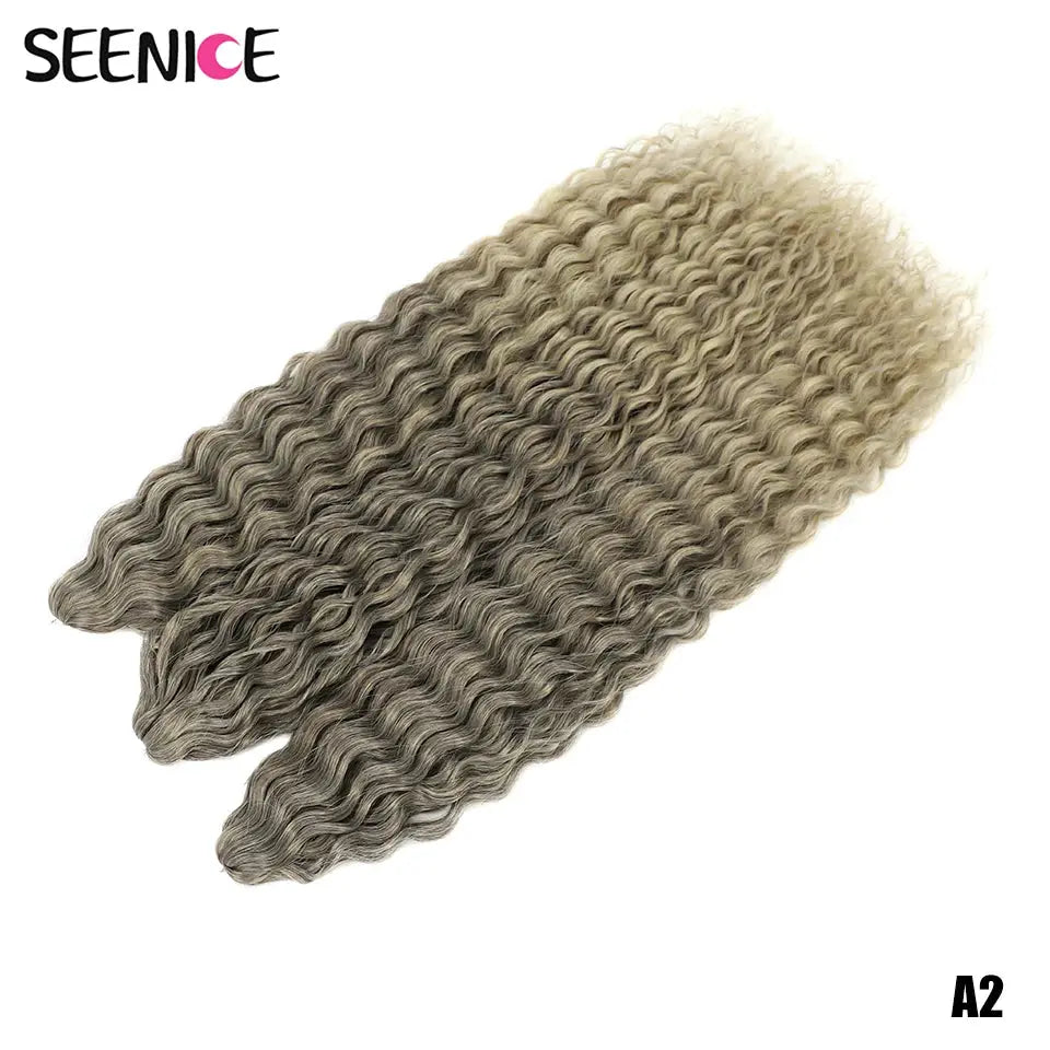 Ariel curl crochet hair extensions; deep twist Afro curls in blonde ombre, 22in, 3 bundles