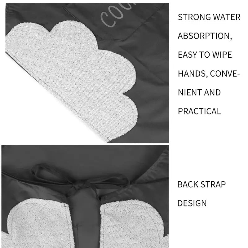 Waterproof Oilproof Sleeveless Kitchen Apron With Front Pocket And Integrated Hand Towels For Home Cooking