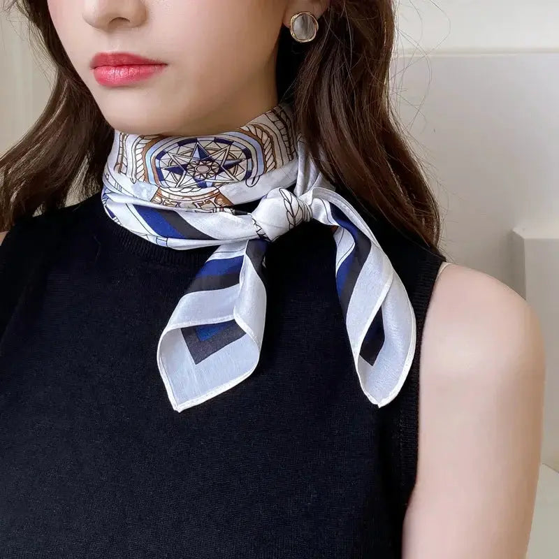 LuxeSilk Dot Print Silk Satin Neck Scarf 70 By 70 Cm Elegant And Versatile Hair Accessory For Women