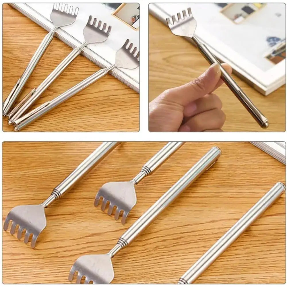 Simples Market compact telescopic back massager, stainless steel, extendable handle, 4-piece set, ideal gift
