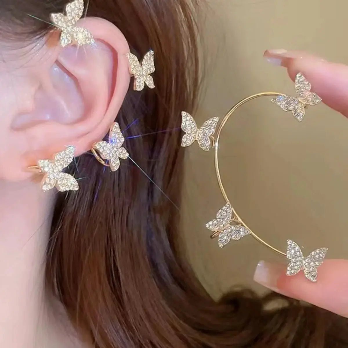Korean Style Butterfly Ear Clips For Women No Piercing Sparkling Zircon Ear Cuff Earrings Wedding Party Jewelry Gifts - Simples Market