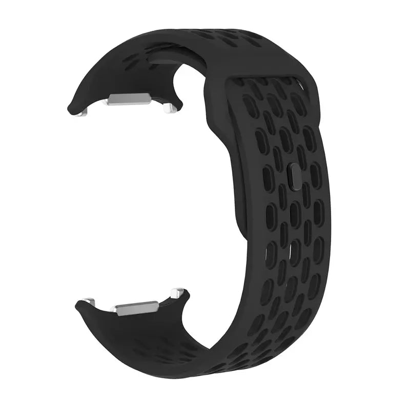 Black silicone Marine Band strap with perforated holes for Samsung Galaxy Watch Ultra 47mm