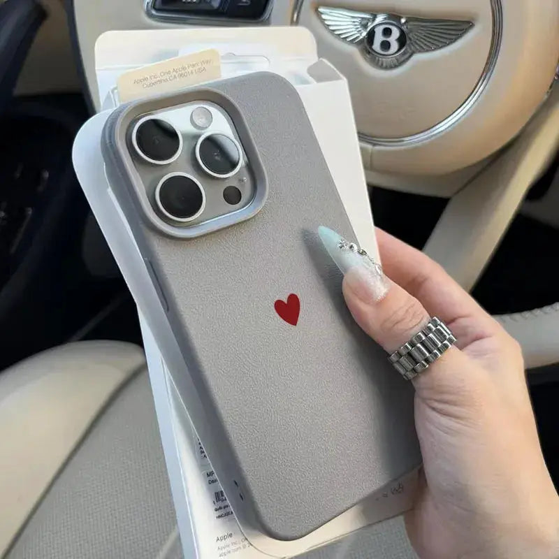 Simples Market Simple Red Love Heart soft TPU phone case in gray for iPhone 17/16/14/13/12/11 Pro Max and 7/8 Plus