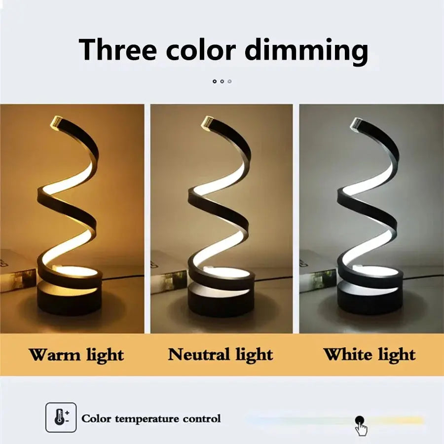 LuminaGlow Spiral LED Table Lamp Dimmable Night Light For Bedside, Office, And Living Room Decor
