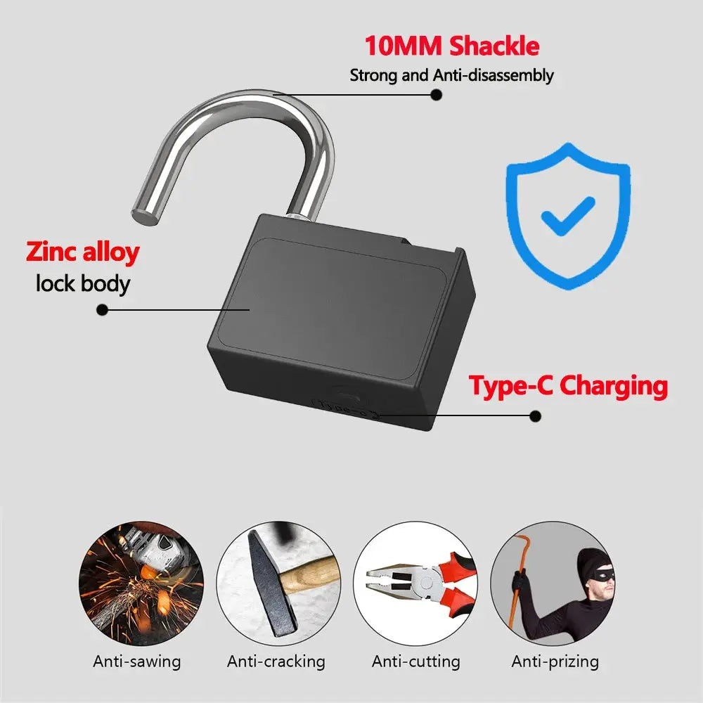 RAYKUBE Tuya smart padlock, zinc alloy lock body, USB-C charging
