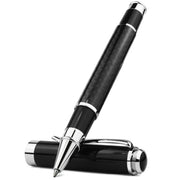 Carbon fiber signature pen with premium metal body, 0.5mm gel ink micro point, black finish