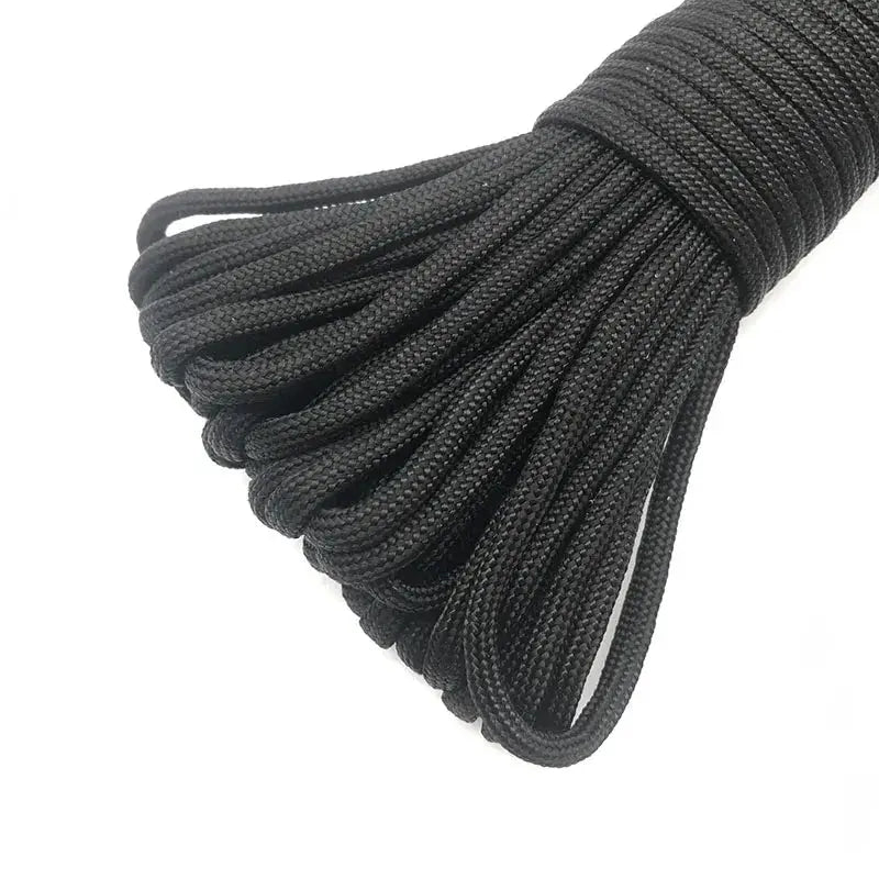Simples Market black 4mm paracord 550 rope with seven-strand core, coiled bundle