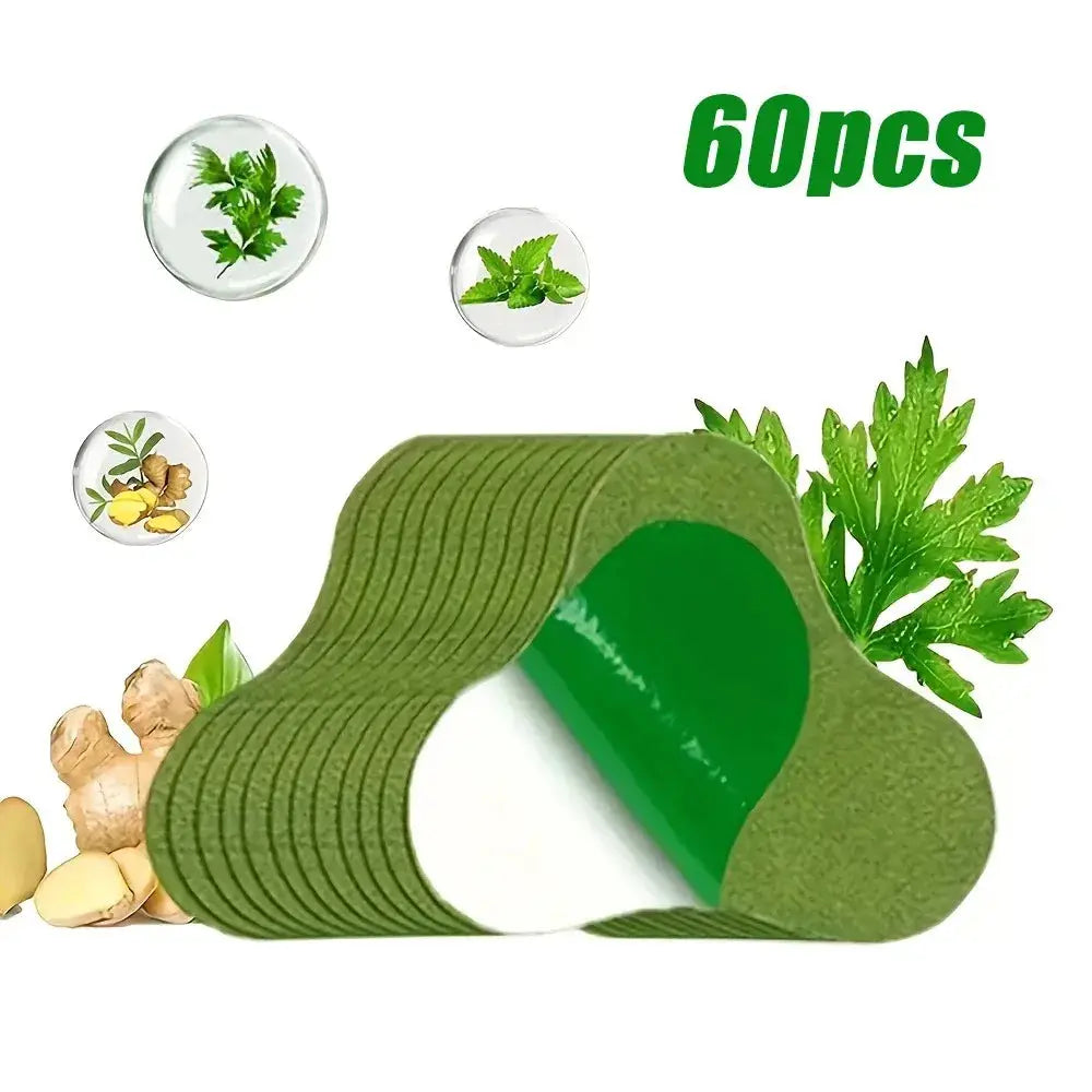 Simples Market neck and shoulder heat patches, 60 pcs, green herbal rolls for long-lasting warmth.