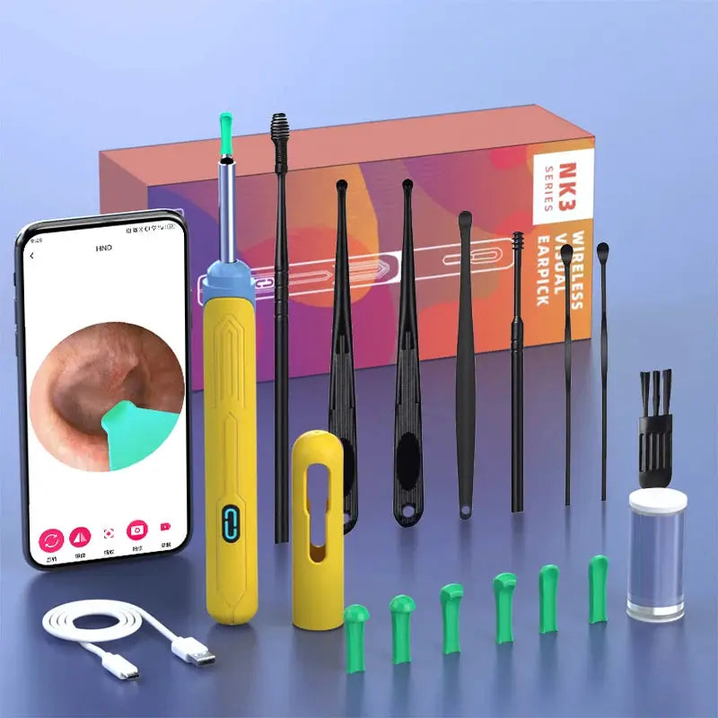 NK3 Pro Ear Cleaner With Camera Set 1296P HD Camera 360 Degree Wide Angle Lens For Precise Wax Removal
