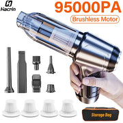 Car vacuum cleaner by Hacrin cordless with 9500PA brushless motor; blue canister, attachments, 4 filters