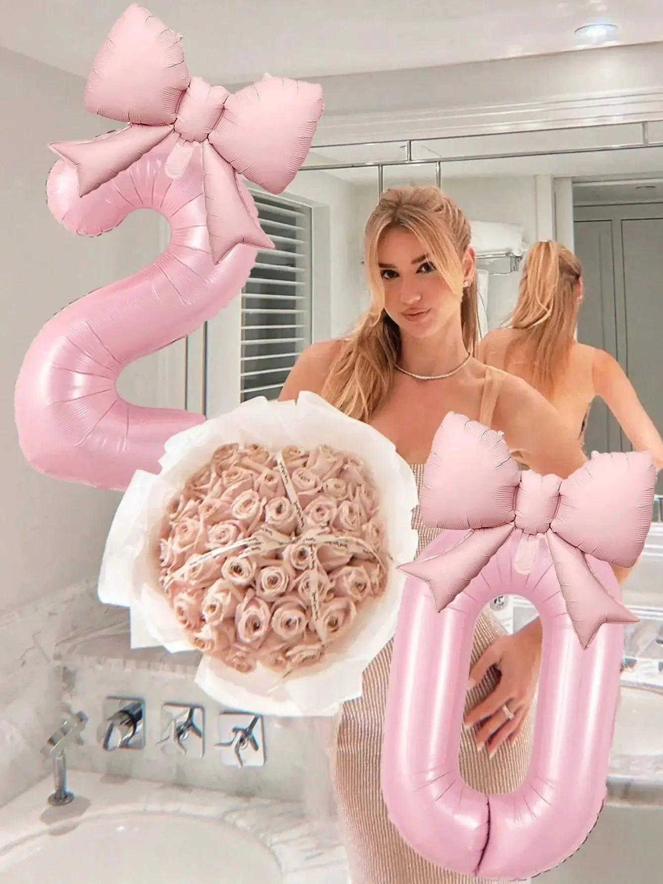 40 Inch Pink Digital Bowknot Aluminum Foil Balloons For Girls Wedding Birthday Party Decor Photo Props