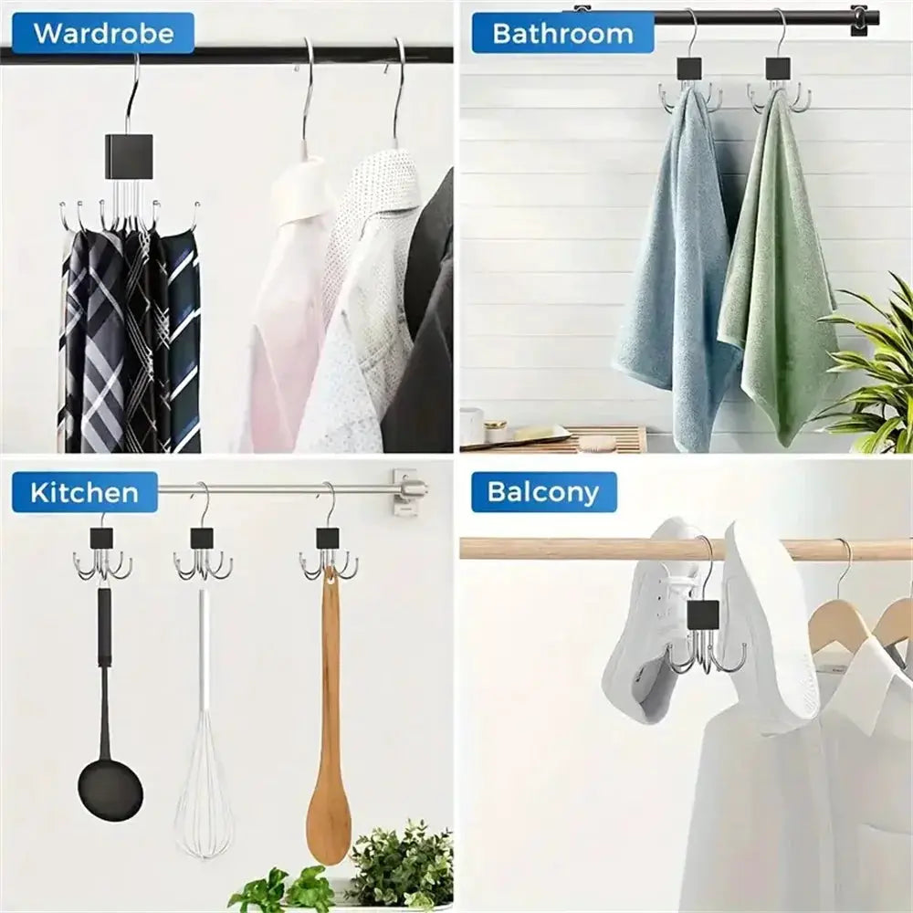 360 Degree Rotating Hanger Hook Claw Organizer For Belts And Ties