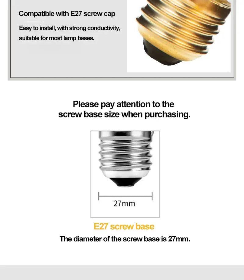 Simples Market Retro Edison light bulb with E27 screw base, 27mm diameter for home decor