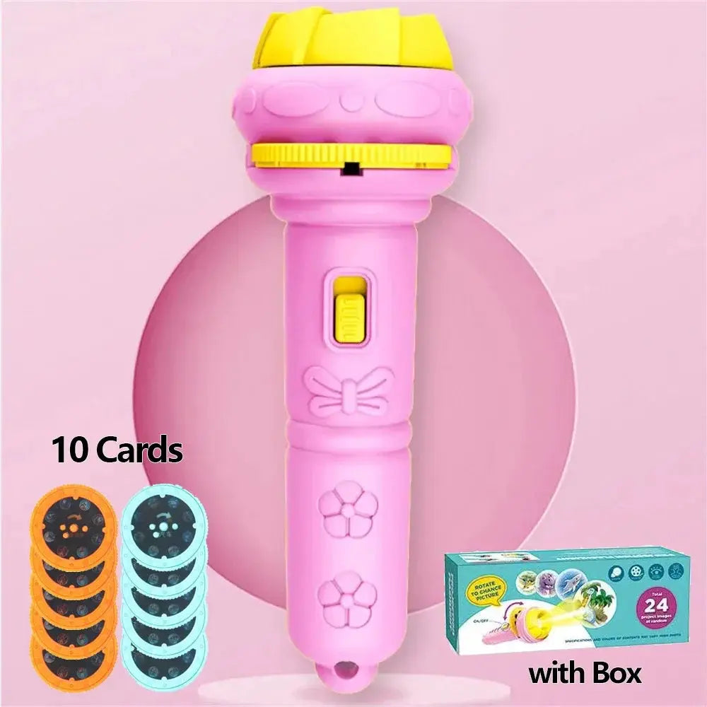 10 Cards Cartoon Projection Flashlight With 80 Patterns Kids Projector Toy For Bedtime Stories And Creative Learning