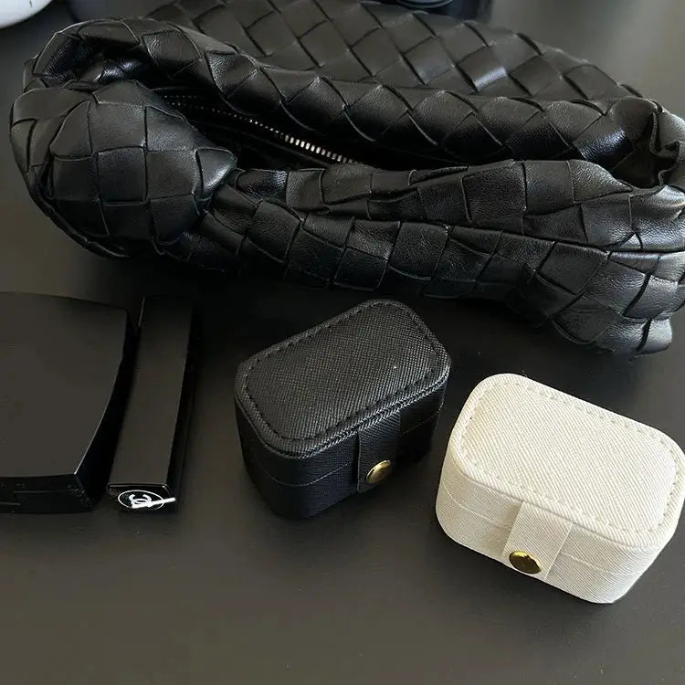 Mini Portable Leather Jewelry Storage Box Travel Organizer For Rings Necklaces And Earrings Gift