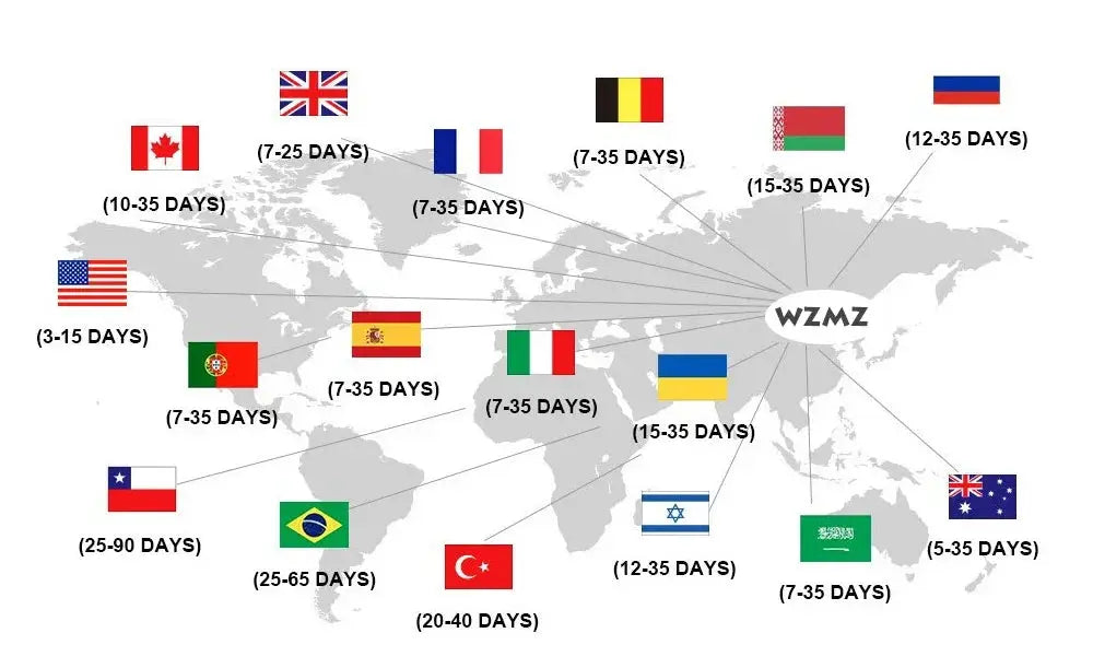 Simples Market 3PCS panties delivery map showing international flags and estimated delivery days.