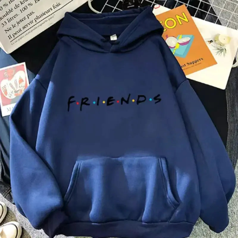Friends Print Hoodie Women Long Sleeve Casual Loose Fit Warmth For Spring And Autumn Streetwear