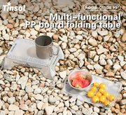 Tinsol ultralight folding PP mini table and tray; portable camping table with clear PP board.