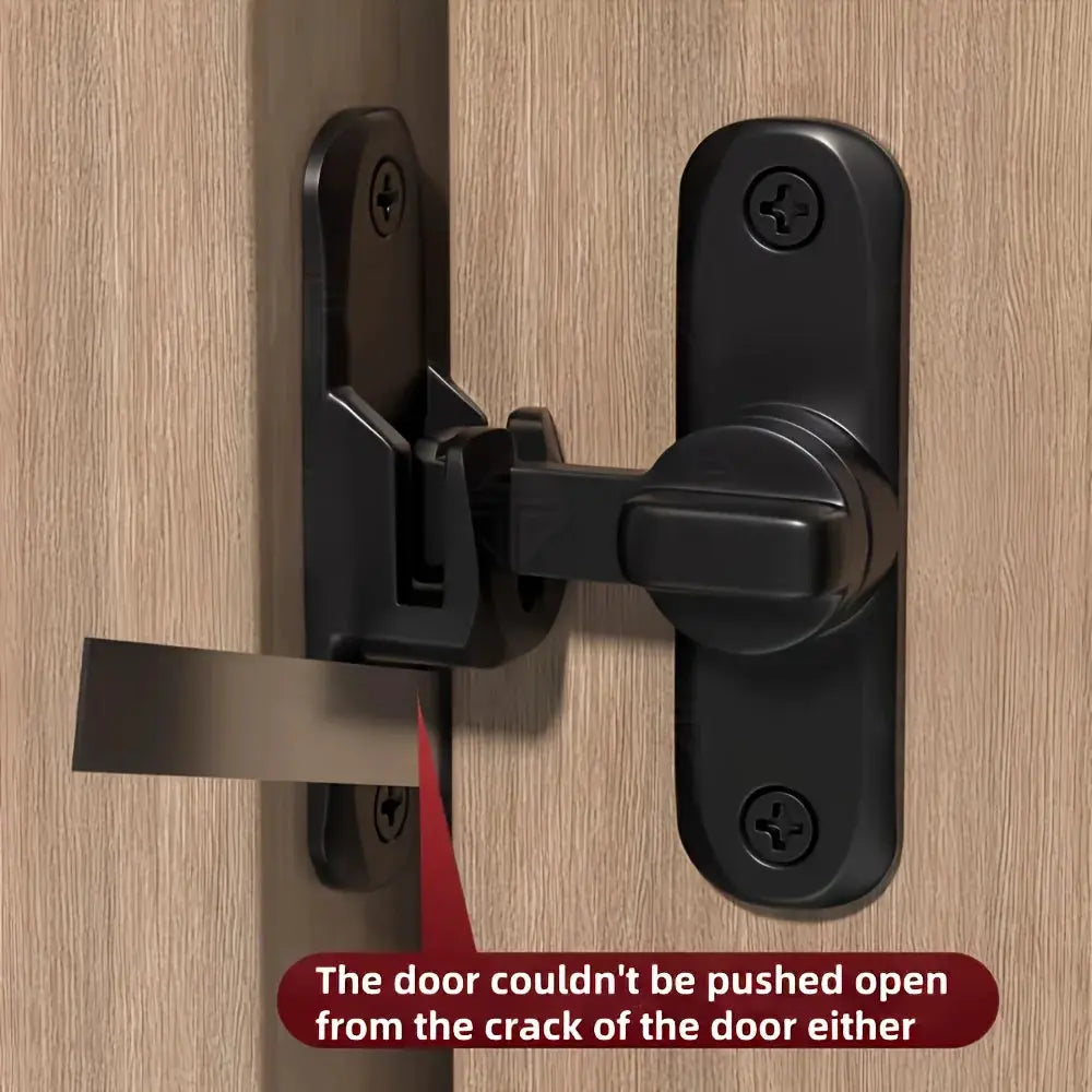 Anti-Theft Door Lock by Simples Market, black, 90°/180° adjustable sliding pin and keyless entry.