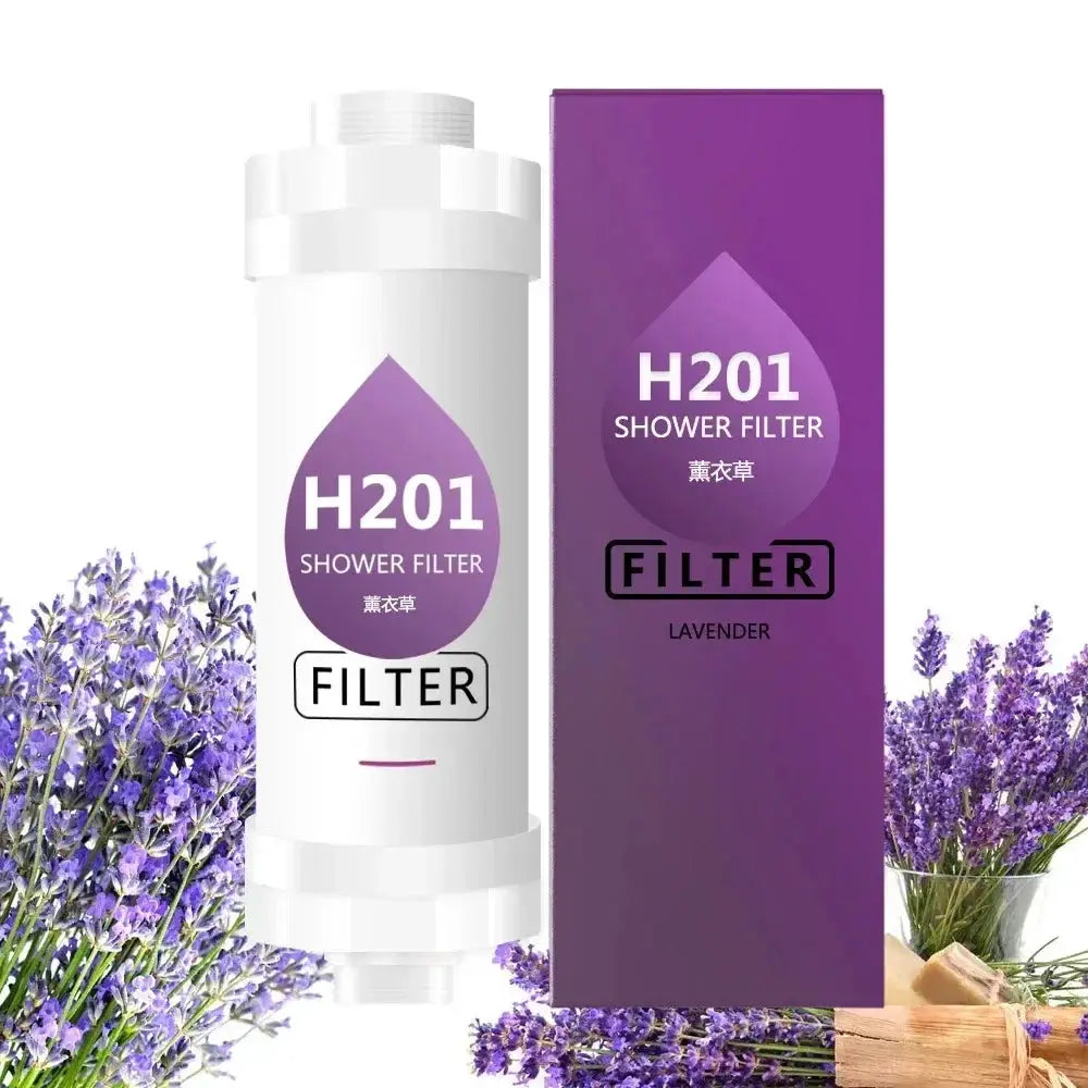 H201 Shower Filter by Simples Market, lavender scent, white cartridge and purple box (2 items)