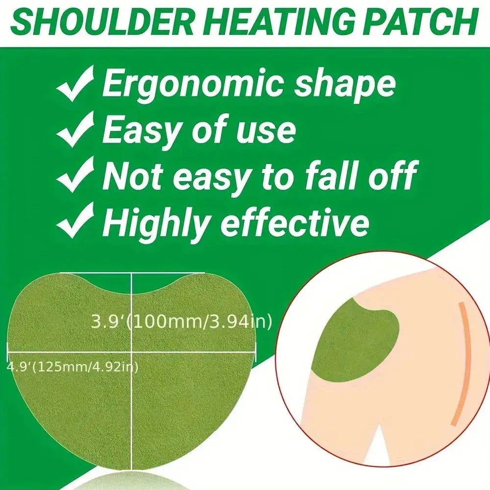 Shoulder heating patch by Simples Market; green ergonomic neck/shoulder patch for long-lasting warmth