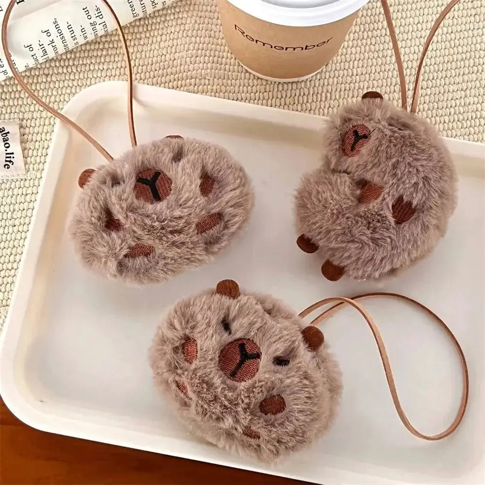 Cute Plush Capybara Keychain Cartoon Bag Pendant Fluffy Animal Doll Key Ring Brooch for Men and Women