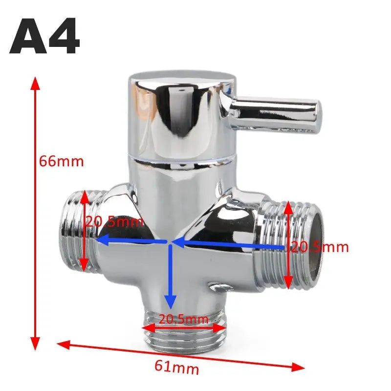 Simples Market chrome 3-way brass shower diverter valve with G1/2 and G3/4 threads