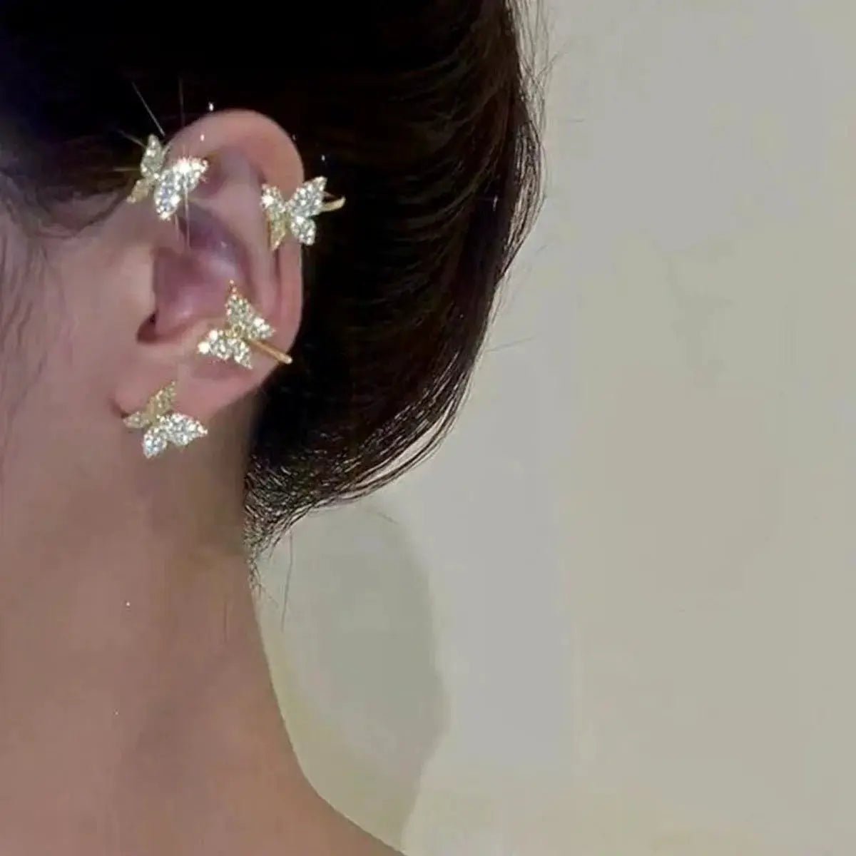 Korean Style Butterfly Ear Clips For Women No Piercing Sparkling Zircon Ear Cuff Earrings Wedding Party Jewelry Gifts - Simples Market