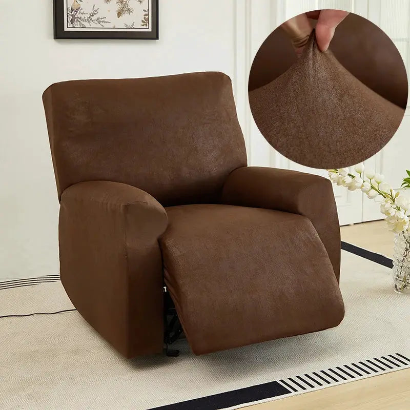 Simples Market brown PU composite recliner chair cover, waterproof stretch protector.