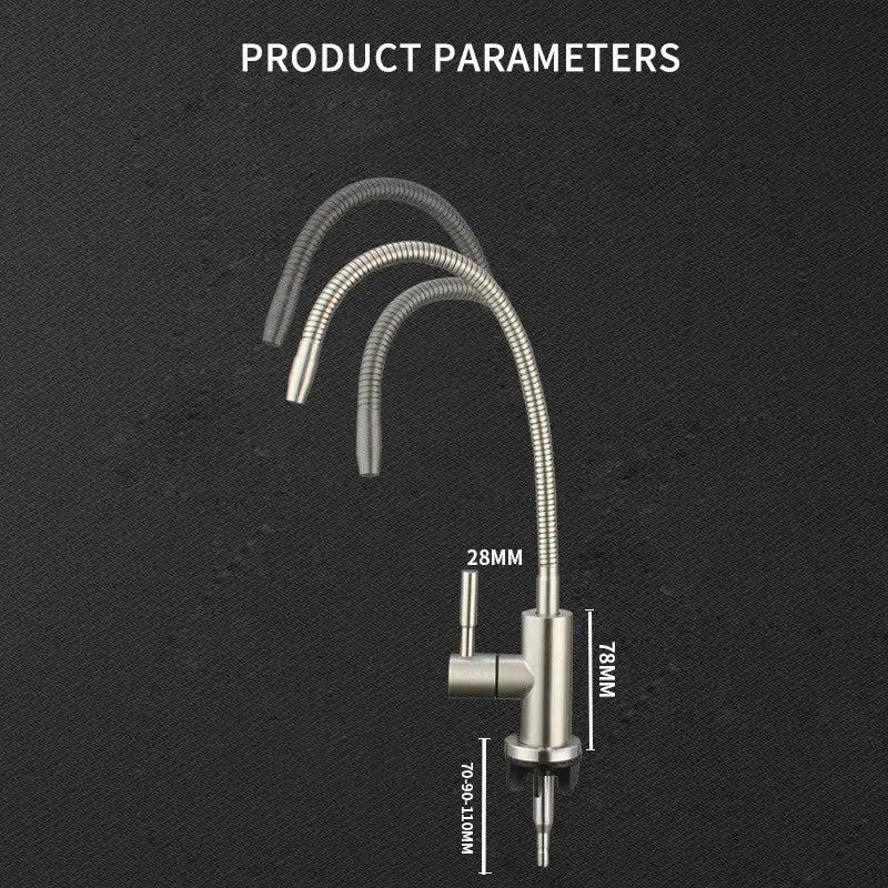 Simples Market 304 stainless steel kitchen faucet with flexible gooseneck hoses for water filter purifier use
