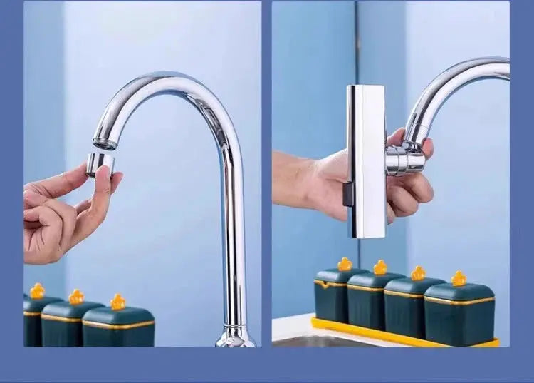Chrome kitchen faucet with curved waterfall spout, universal swivel and detachable spray head