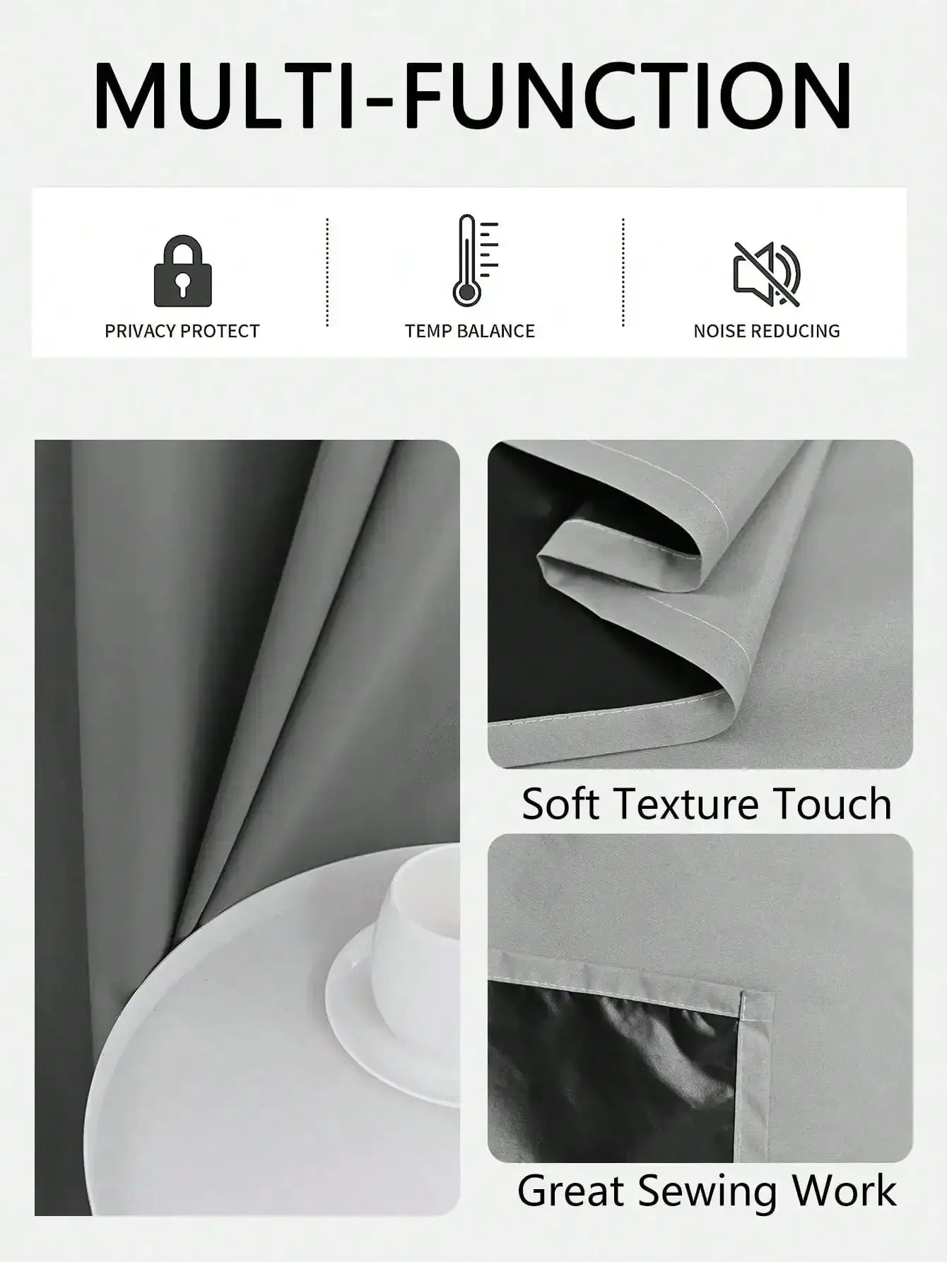 One Panel Solid Blackout Curtains With Grommets Privacy Drapes For Bedroom Living Room Home Decor Lightweight Curtains