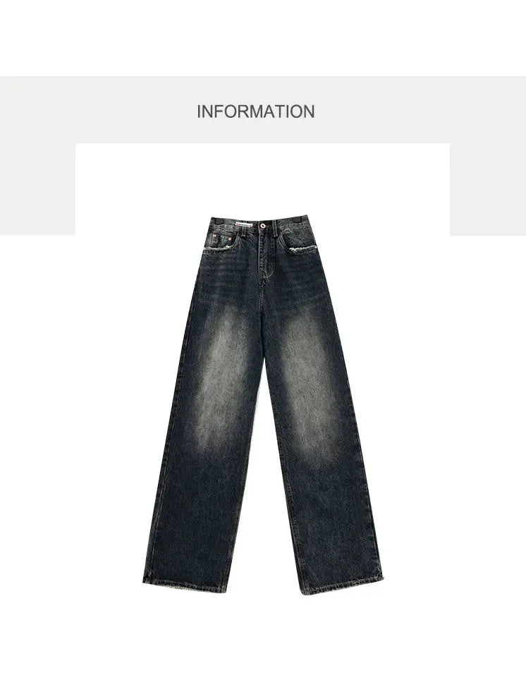 Harajuku Streetwear High Waist Jeans Loose Wide Leg Denim Trousers