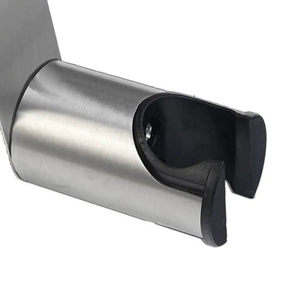 Stainless steel bidet sprayer holder with black plastic inner, wall-mounted hanging bracket