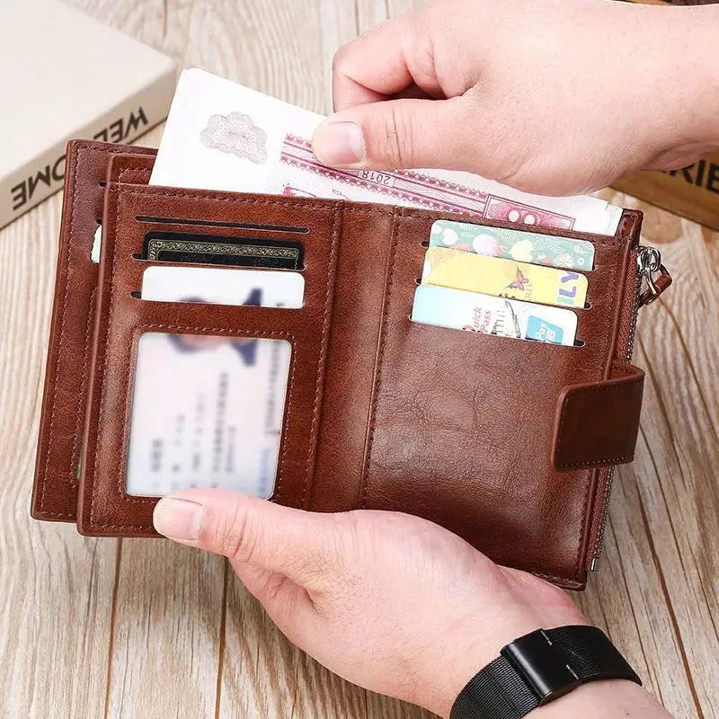 SecureGuard Men RFID Leather Wallet Pro With Zippered Coin Purse And Anti Theft Protection