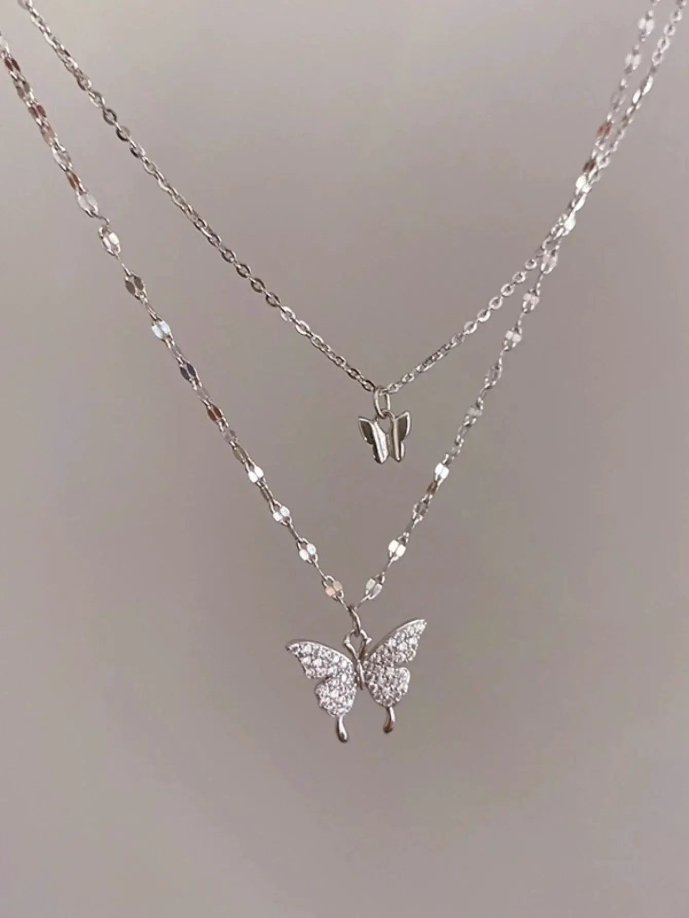 Double Layer Butterfly Necklace For Women Sparkling Collar Chain Exquisite Jewelry For Banquets Parties Holiday Gift