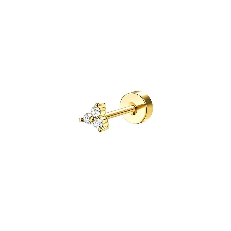 Bobisty 1pc Surgical Stainless Steel Earrings Dainty Flat Back Stud Hoop Cartilage For Sensitive Ears Women