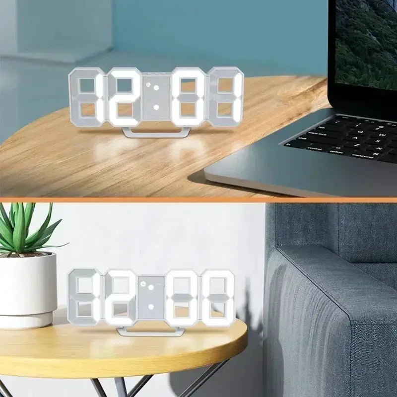 LumaTime Digital Wall Clock With Large LED Display Alarm Clock For Bedroom And Living Room Decor