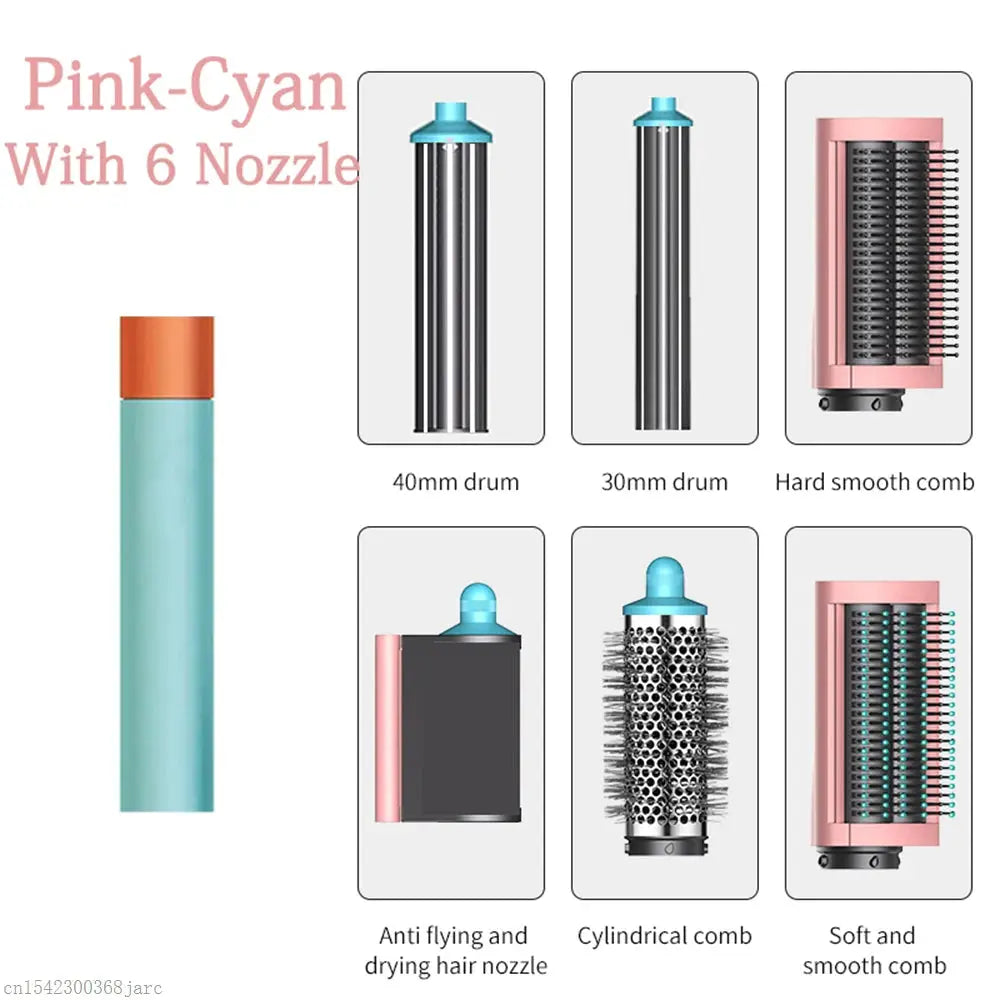 SenCiciMen X9 Multi Hair Styler turquoise with peach cap and 6 nozzle attachments