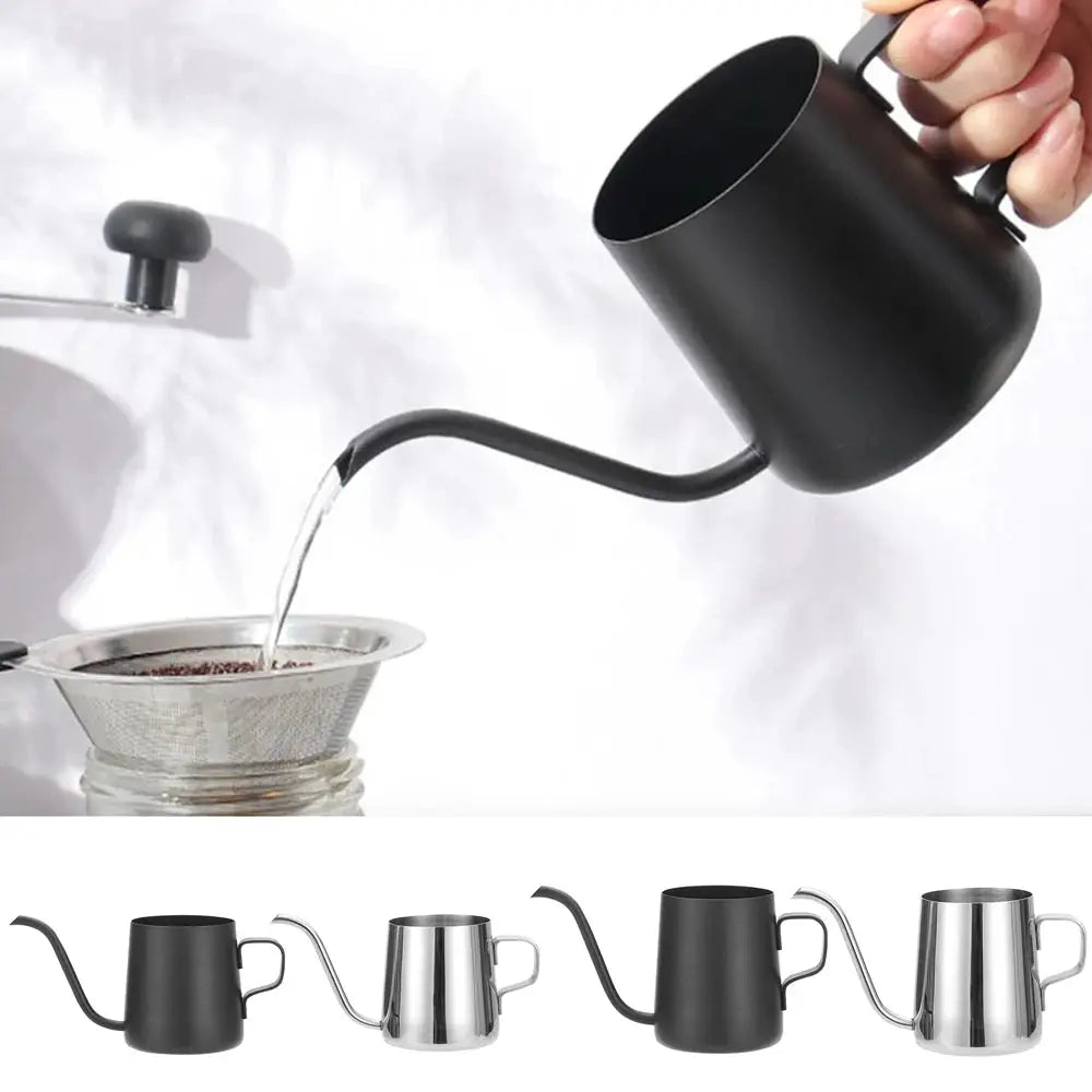 BrewMaster Gooseneck Pour Over Coffee Pot 12 Oz 304 Stainless Steel Narrow Spout For Precise Pouring Teflon Coated
