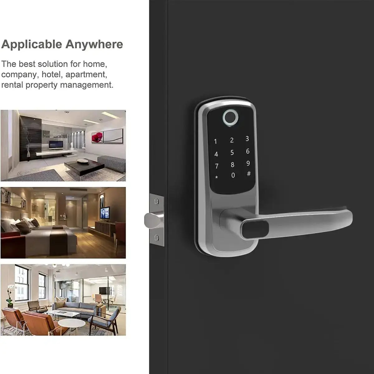 Simples Market wifi smart door lock with app control, biometric fingerprint, keypad, USB charger