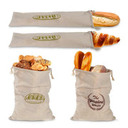 Linen Bread Bags Reusable Drawstring Bag For Loaf Baguette Storage