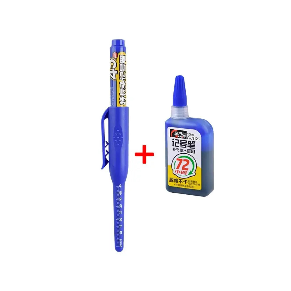 45mm Waterproof Long Head Marker Pen for Deep Hole Marking Tile Carpentry Woodworking Multi Purpose Ink Black Blue Red