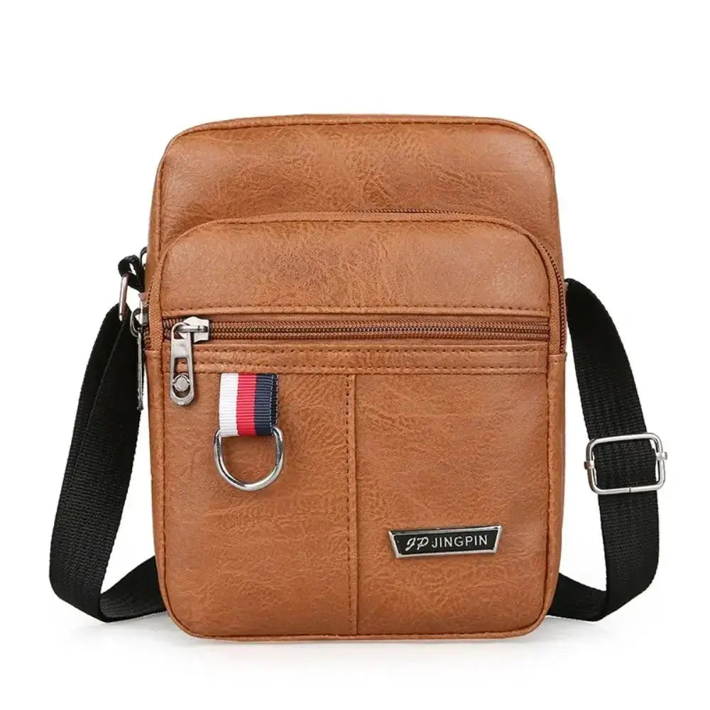 Aurora PU Leather Crossbody Bag For Men Large Capacity Casual Solid Color Shoulder Bag